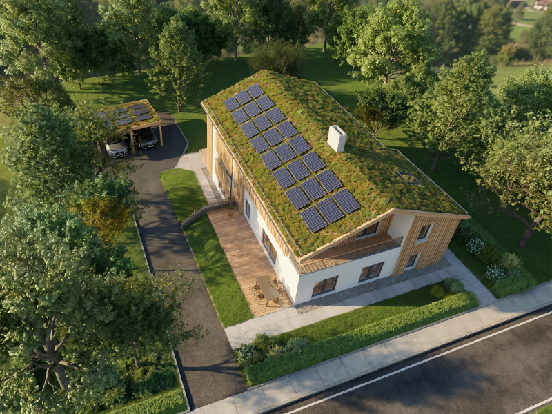Aschau – Visualisierung Solargründach